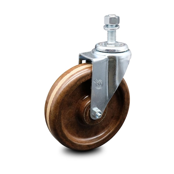 6 Inch High Temp Phenolic Wheel Swivel 1/2 Inch Threaded Stem Caster SCC